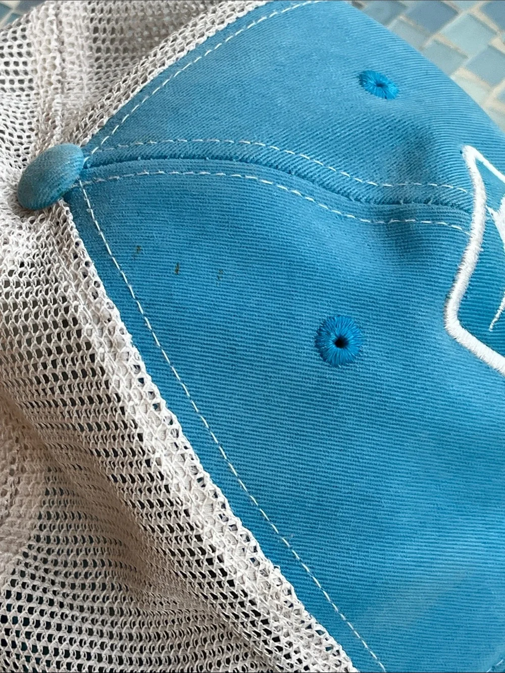 Costa Del Mar Blue White Mesh‎ Trucker Snapback Hat Marlin Fishing Cap